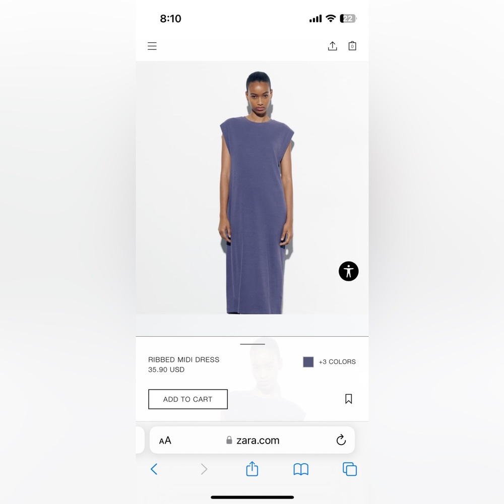 Zara Ribbed Blue Midi Dress - worn once like new